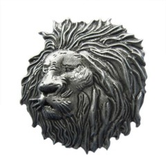 Vintage Distressed Lion Head Animal Wildlife Western Belt Buckle