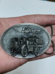 Oil And Gas Halliburton Services Belt Buckle 1916 Oil Pumper Flying H Roughneck