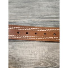 Men&rsquo;s Brown Leather Casual Belt with Silver Buckle Size XXL