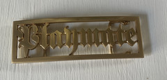 Gold Tone PLAYMATE Belt Buckle Metal Spellout rectangle( fits 1.5&Prime; w/belt)