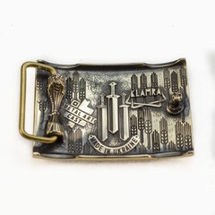 Fehu runic brass belt buckle, Feoh Wealth Rune Seltic Old Norse Scandinavian