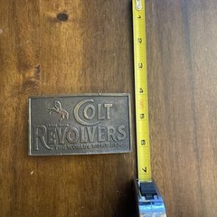 VINTAGE COLT REVOLVERS BRASS BELT BUCKLE ~ ANTIQUE FINISH
