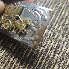Chambers Belt Co. Men’s Western Wagon Horse Embossed Buckle Silver/Gold 1in