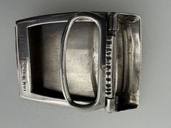 Vintage Sterling Silver 14K Gold Overlay Belt Buckle Monogram EWB 201