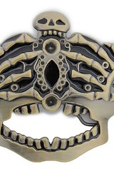 Men Women Dark Gold Belt Buckle Skull Skeleton Bones Pirate King Crown Statement