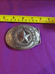 Texoma Leather & Brass – The State of Texas Flag Star Silver Belt Buckle