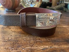 Mex,James Reid style 14K Sterling Silver Belt Buckle Longhorn 31-33-1”🐍✅