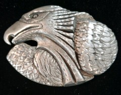 Eagle Belt Buckle EJC 1995 Vintage Pewter Made in USA America Size 3.5&Prime; x 2.5&Prime;