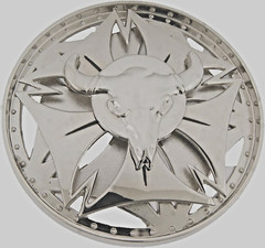 Bull Longhorn Belt Buckle Silver Metal Vintage Spinner Western Cowboy Rodeo OX
