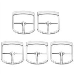 5 Pcs 1 Inch Adjustable Single Prong Buckle Belt Buckle, Silver Tone