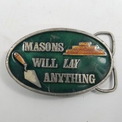 Masons Will Lay Anything Oval Mens Western Metal Belt Buckle Enamel Capt Hawks