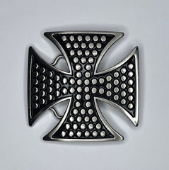 Vintage Y2K Maltese Iron Celtic Cross Belt Buckle Black Silver Goth Gothic Biker