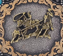 Nocona Rectangle Team Roping Roper Western Cowboy Rodeo Belt Buckle 37022