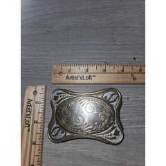 Vintage Western Belt Buckle Gold Silver Two Tone Floral Scroll Engraved 3.25in