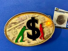 Led Dollar Sign Belt Buckle Attention Grabbing Lights! W/ Fresh Battery