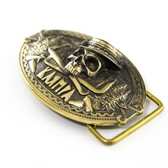 Brass belt buckle « 3D Klamra », Skull buckle, Ukrainian Molfar, Logo Klamra