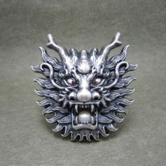Silver Plated Asian Chinese Dragon Head Metal Belt Buckle