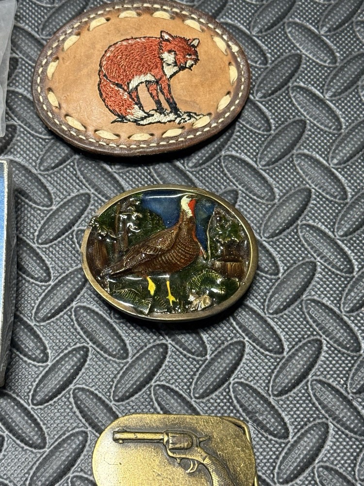 Fox Leather/Pheasant/Revolver/Western Gun Deer /Rifle/CrocodileBrass USA Buckles