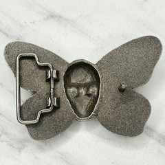 Skull Butterfly Belt Buckle Silver Tone Gothic Punk Statement