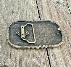 Western Cowboy Belt Buckle with Cross – Antique Bronze Floral Engraved Buckle