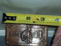 COWBOY western RODEO bronco horse Vintage 1950s belt buckle BRONZE brass