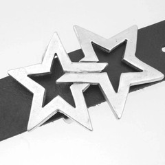 Double Star Belt Buckle Antique Silver Western Rock Style Metal Buckle