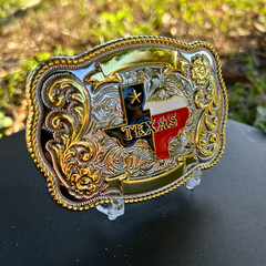 Texas State Map Western Belt Buckle – Lone Star Hebilla Vaquera