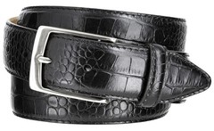Joseph_Nickel Finish Buckle Genuine Full-Grain 32, Nickel Alligator Black