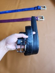 3.8CM Black 100% Genuine Ostrich Legs Leather Skin Men Belt Buckle-Handmade