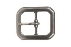 1 1/4 Inch Center Bar Single Prong Solid Brass Octagon Rectangular Belt Buckle