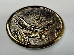 Eagle With Starburst USA Patriotic Belt Buckle Golden Western Bird Wings Cowboy
