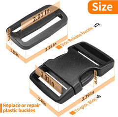 2&Prime; Heavy-Duty Buckle & Straps Set: 6-Pack Side Release Plastic Buckles, 6 Yards