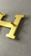 Gold Crystal H Belt Buckle Rhinestone Pavé Statement Buckle Heavy Metal Hardware