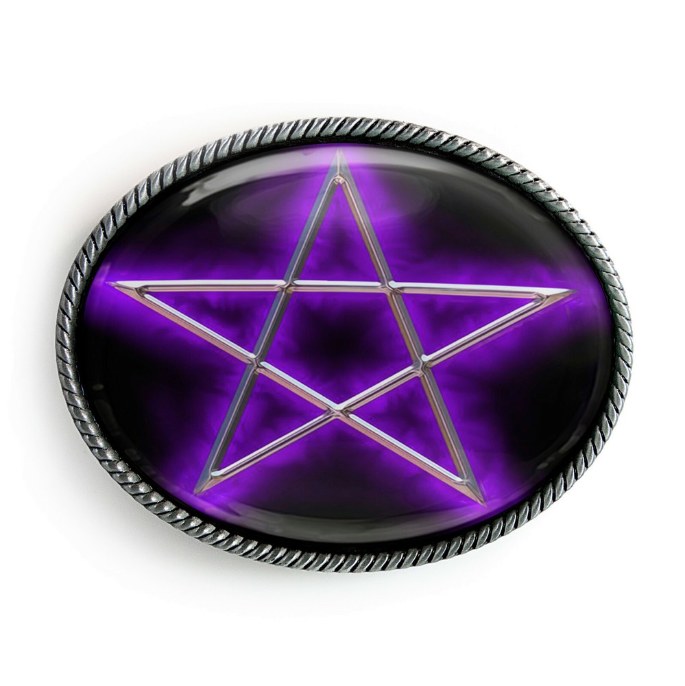 Gothic Pentagram Belt Buckle Occult Pentacle Horror Halloween Accessory