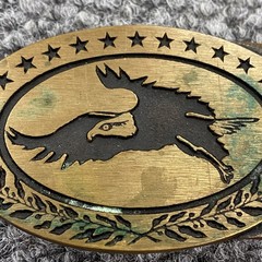 Vintage Tech Ether Guild Bald Eagle Belt Buckle Solid Brass USA Patriotic 70s