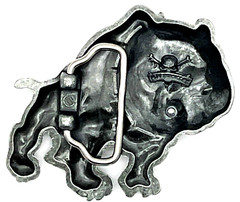 British BullDog Spiked Collar Animal Enameled Belt Buckle