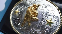 Nocona Belt Buckle BULL RIDER Gold & Silver Tone Western cowboy 3757041