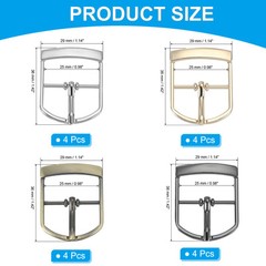 16Pcs 1&Prime; Single Prong Belt Buckle Roller Buckle Black/Silver/Light Gold/Brown