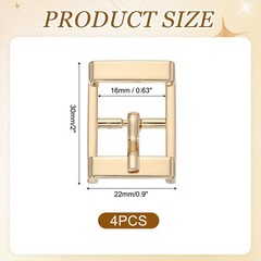 4Pcs Single Prong Belt Buckle 0.63&Prime; ID Metal Roller Buckle for Belt, Light Gold
