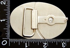 MG14131 VINTAGE **COWBOY BOOTS** OVAL SILVERTONE WESTERN BELT BUCKLE