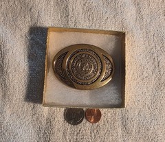Vintage Metal Belt Buckle, Brass, Sheet Metal Workers International Association