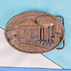 VTG 80s Derby Kansas 1986 Commemorative Belt Buckle