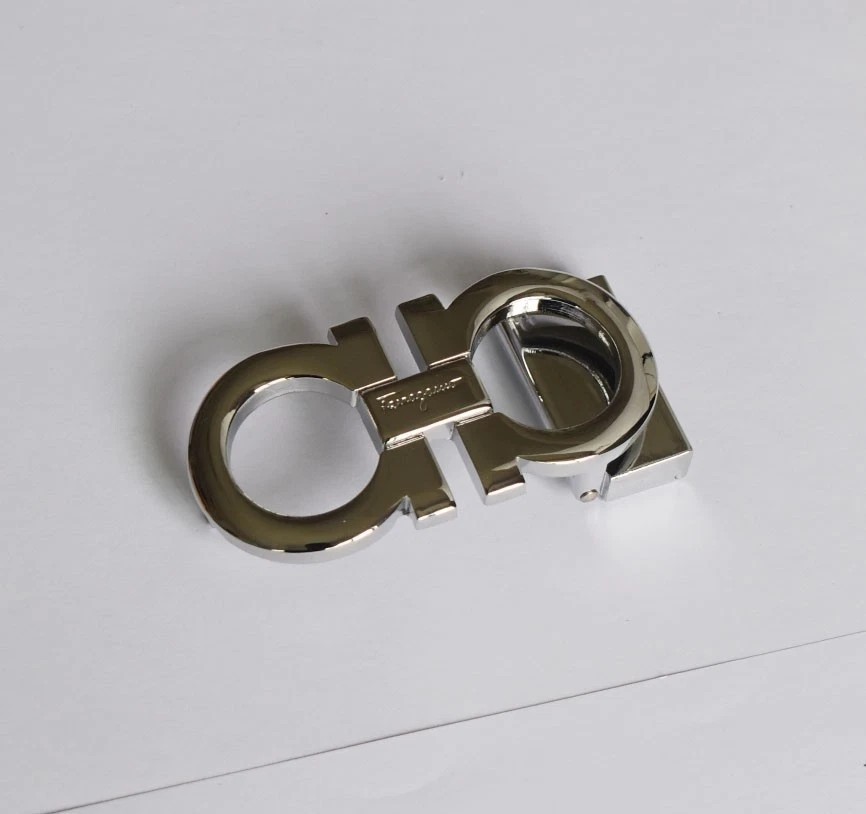 Ferragamo Silver Tone Gancini man&rsquo;s Belt Buckle(Fits Belt Width1.38in) #FCRR03
