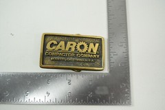 Vintage Solid Brass Belt Buckle Caron Compactor Company by TBW Made in USA!