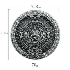 Vintage Style Enamel Mayan Aztec Sun Calendar Stone Belt Buckle