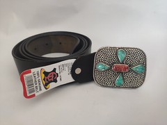 Tibetan Silver Belt Buckle Leather waist trap Turquoise Coral Clasp , 3B