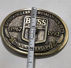 Bass Anglers Sportsman Society Belt Buckle 25th Anniversary 1992 Vintage