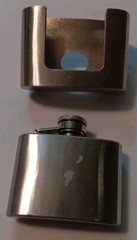 2 oz. Stainless Steel Flask Metal Removable Concealed Belt Buckle Alcohol Drinks