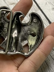 Vintage AVON Signed Pewter Tone American Eagle 1980s Belt Buckle Patriotic