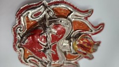 HEAVY METAL MFG Belt Buckle Flaming Heart Barb Wire Made in USA HOT MESS See Pic
